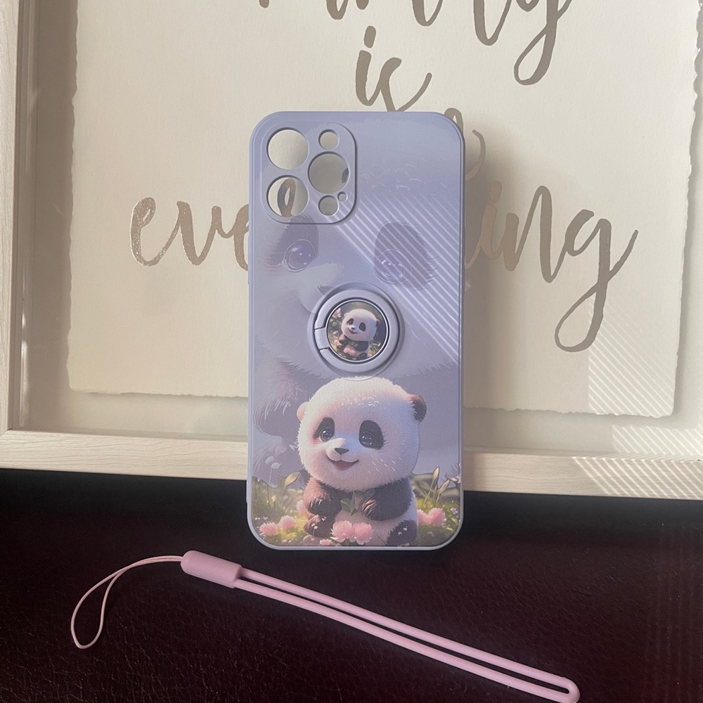 Brand new IPHONE 12 and 15 pro max panda case in purple blue